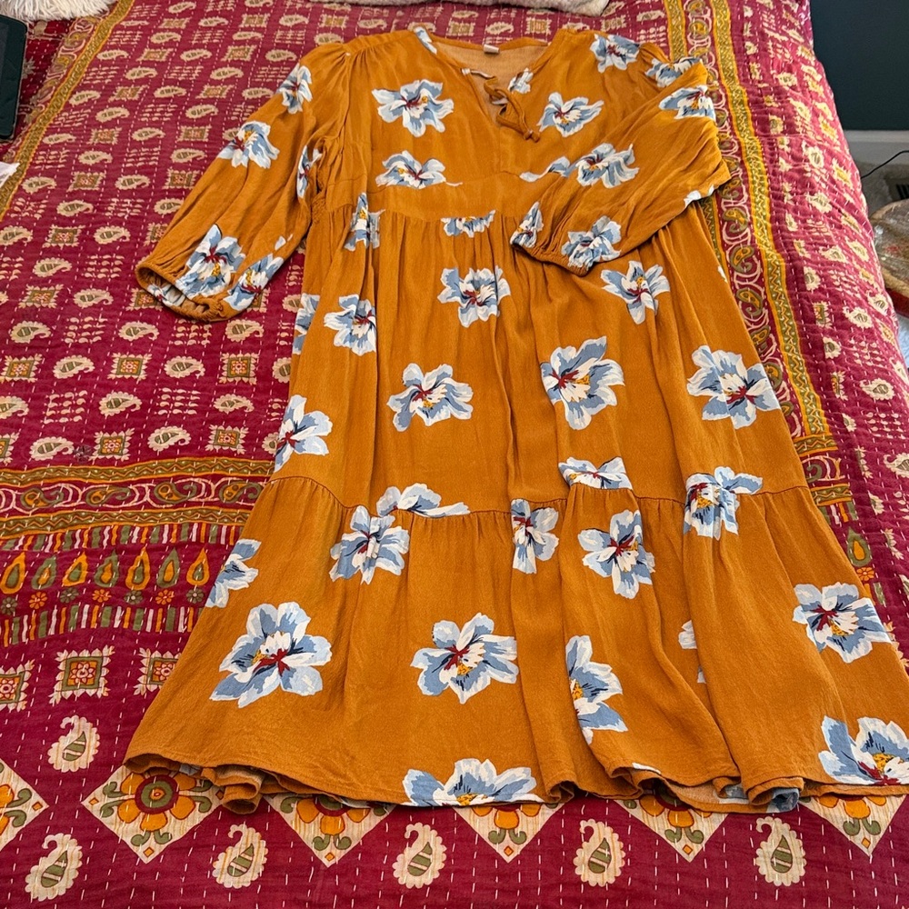 Old Navy Mustard Floral Midi Dress